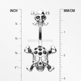 Double Pirate Skull Belly Button Ring-Black