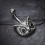 Vintage Owl Belly Button Ring-Black