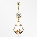 Golden Classic Anchor Belly Ring-Clear