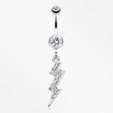 Lightning Bolt Radiance Belly Button Ring-Clear