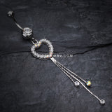 Classy Heart Cascading Belly Button Ring-Clear