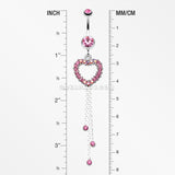 Classy Heart Cascading Belly Button Ring-Light Pink