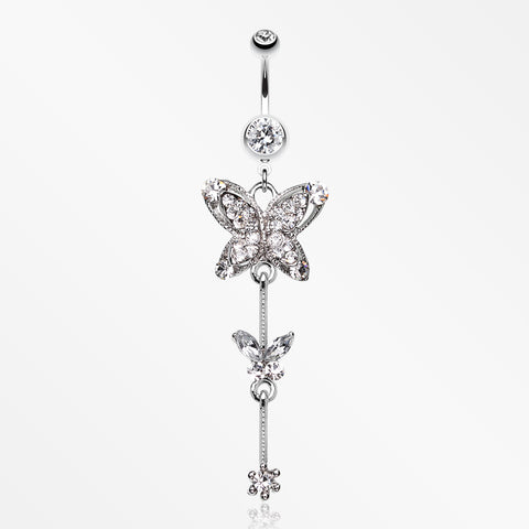 Precious Butterfly Sparkle Belly Ring-Clear