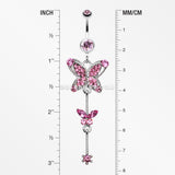 Precious Butterfly Sparkle Belly Ring-Light Pink