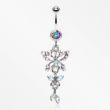 Glam Butterfly Fall Fancy Belly Ring-Aurora Borealis