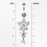 Glam Butterfly Fall Fancy Belly Ring-Aurora Borealis