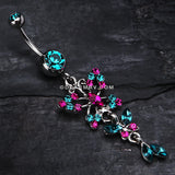 Glam Butterfly Fall Fancy Belly Ring-Teal