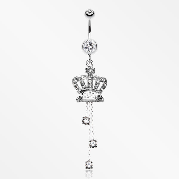 Royal Crown Sparkle Belly Ring-Clear