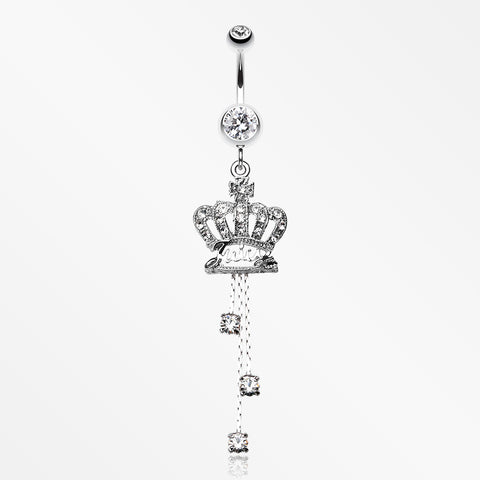 Royal Crown Sparkle Belly Ring-Clear