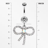 Sparkling Ribbon Dangle Belly Ring-Clear