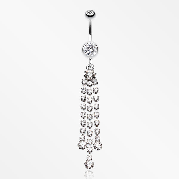 Cascading Sparkle Belly Button Ring-Clear