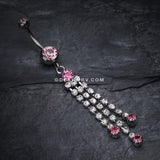 Cascading Sparkle Belly Button Ring-Light Pink