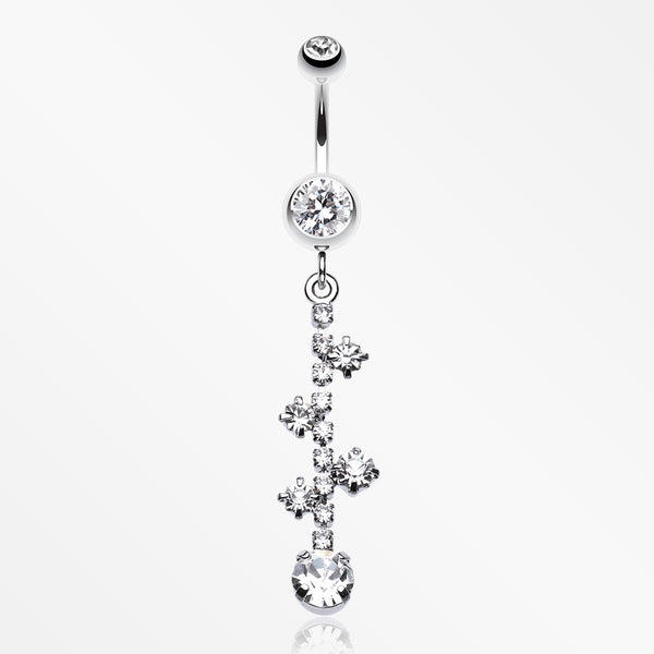 Sparkle Drops Belly Button Ring-Clear