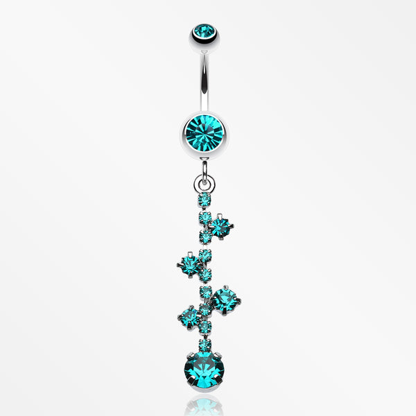 Sparkle Drops Belly Button Ring-Teal