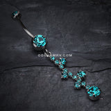 Sparkle Drops Belly Button Ring-Teal