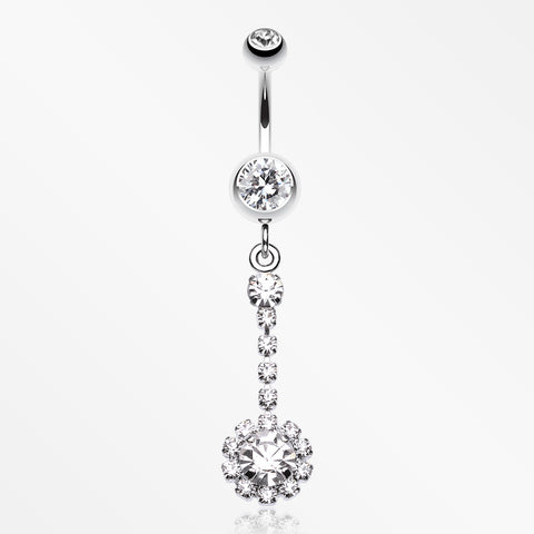 Dangling Gem Drop Belly Button Ring-Clear