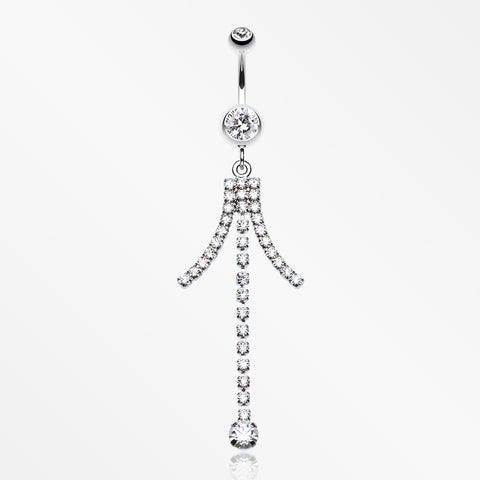Elegant Bejeweled Cascading Belly Button Ring-Clear