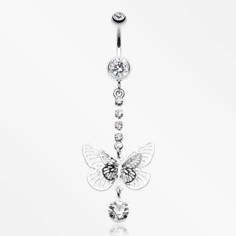 Sparkle Flutter Butterfly Belly Button Ring-Clear