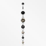Crystalline Droplets Fall Belly Button Ring-Black