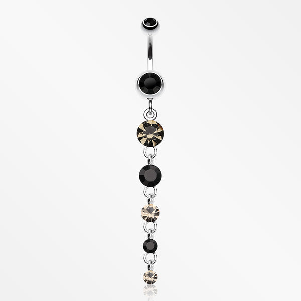 Crystalline Droplets Fall Belly Button Ring-Black
