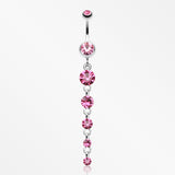 Crystalline Droplets Fall Belly Button Ring-Light Pink