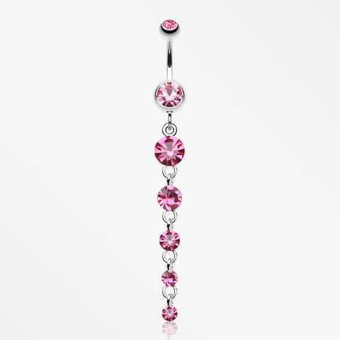 Crystalline Droplets Fall Belly Button Ring-Light Pink