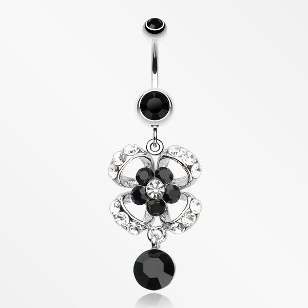Flower Aura Belly Button Ring-Black
