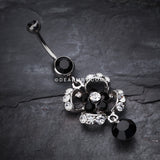 Flower Aura Belly Button Ring-Black
