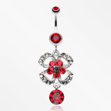 Flower Aura Belly Button Ring-Red