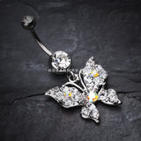Luminous Butterfly Glam Belly Button Ring-Clear