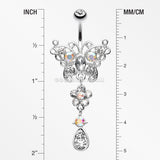 Glistening Butterfly Flower Belly Button Ring-Clear