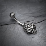 Death Skull Mask Belly Button Ring-Black