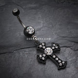 Blackline Opulent Cross Belly Button Ring-Clear