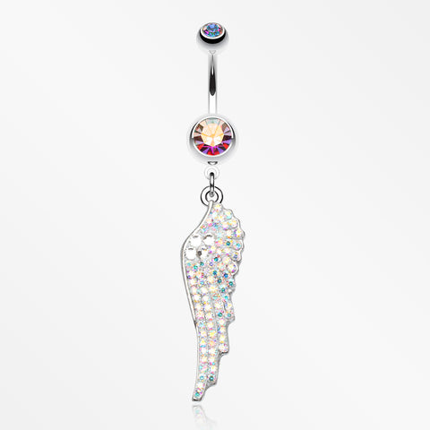Jeweled Angel Wing Sparkle Belly Ring-Aurora Borealis