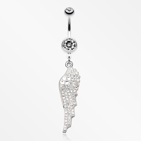 Jeweled Angel Wing Sparkle Belly Ring-Clear
