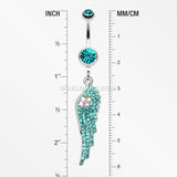 Jeweled Angel Wing Sparkle Belly Ring-Teal