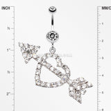 Jeweled Heart Arrow Belly Ring-Clear