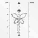 Classic Butterfly Sparkle Belly Ring-Clear