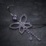 Classic Butterfly Sparkle Belly Ring-Tanzanite