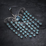 Sparkling Curtain Chandelier Belly Ring-Aqua