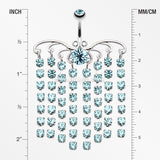 Sparkling Curtain Chandelier Belly Ring-Aqua