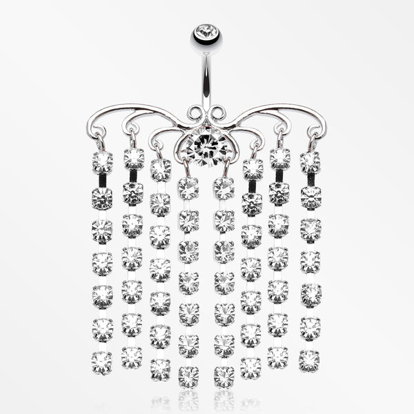 Sparkling Curtain Chandelier Belly Ring-Clear