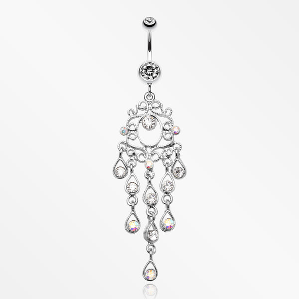 Classic Chandelier Sparkle Belly Ring-Clear