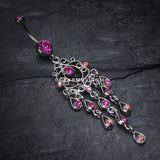 Classic Chandelier Sparkle Belly Ring-Fuchsia