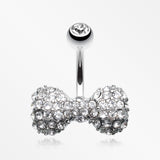 Sparkle Wonder Bow-Tie Belly Button Ring-Clear