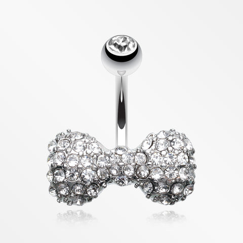 Sparkle Wonder Bow-Tie Belly Button Ring-Clear