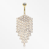 Shimmering Golden Array Belly Button Ring-Clear