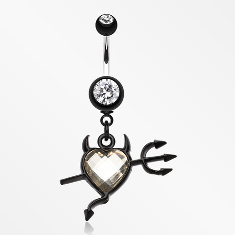 Cruela's Heart Belly Button Ring-Clear