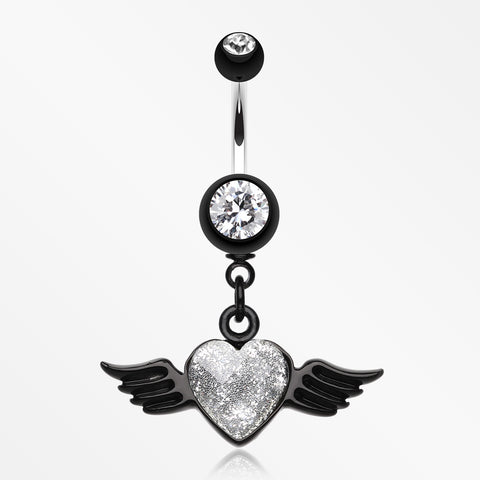 Dark Love Angel Belly Button Ring-Clear