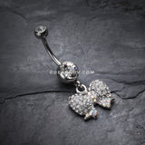 Lovely Sparkle Bow-Tie Belly Button Ring-Clear